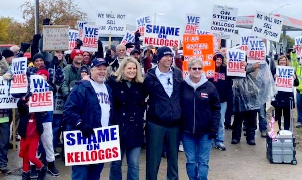 Photo of Dan Osborn on the picket line with fellow union workers