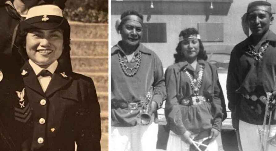 Two images of Deb Haaland's mother
