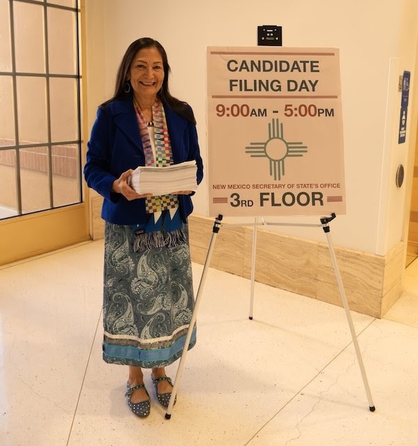 An image of Deb Haaland on candidate filing day