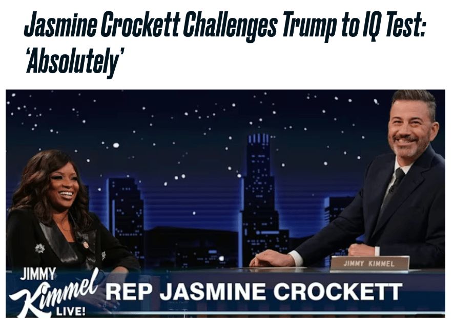 Screengrab of Jasmine Crockett on Jimmy Kimmel