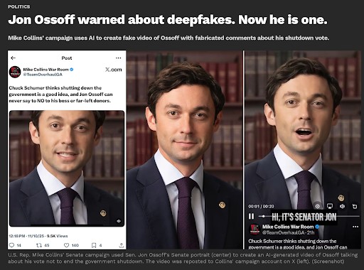 Deepfake of Jon Ossoff