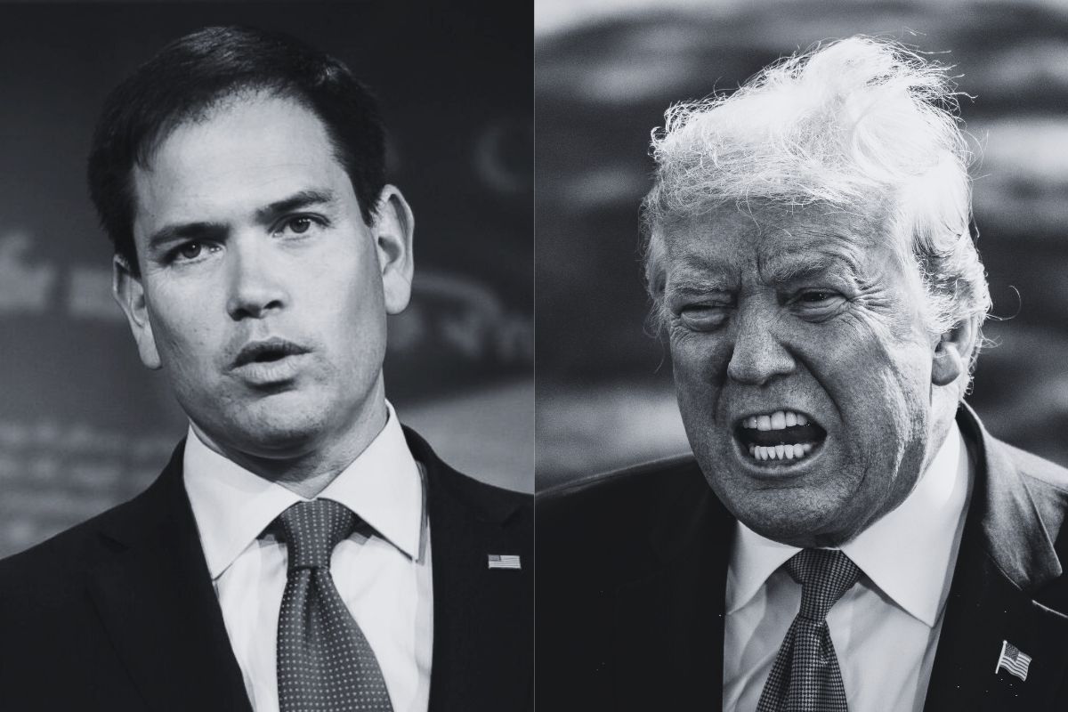 Marco Rubio and Donald Trump looking angry