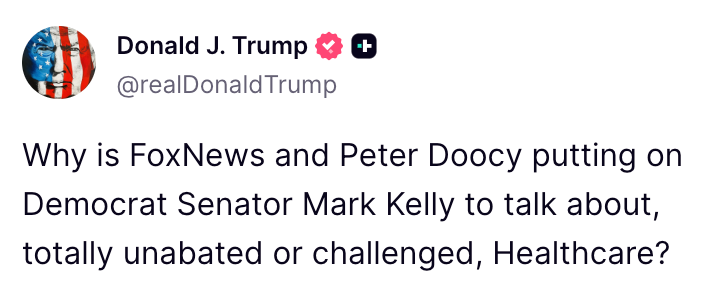 Trump Big Mad about Mark Kelly on Fox News