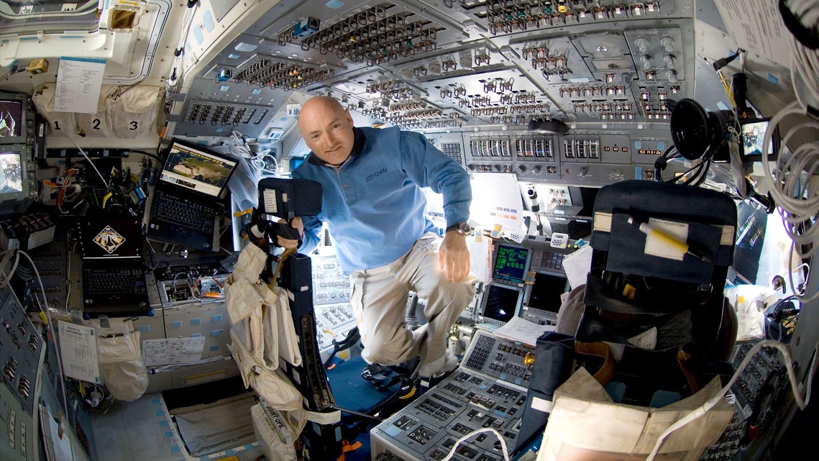 Mark Kelly on a space craft