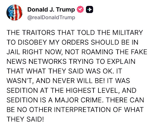 Trump post on Nov 22, 2025