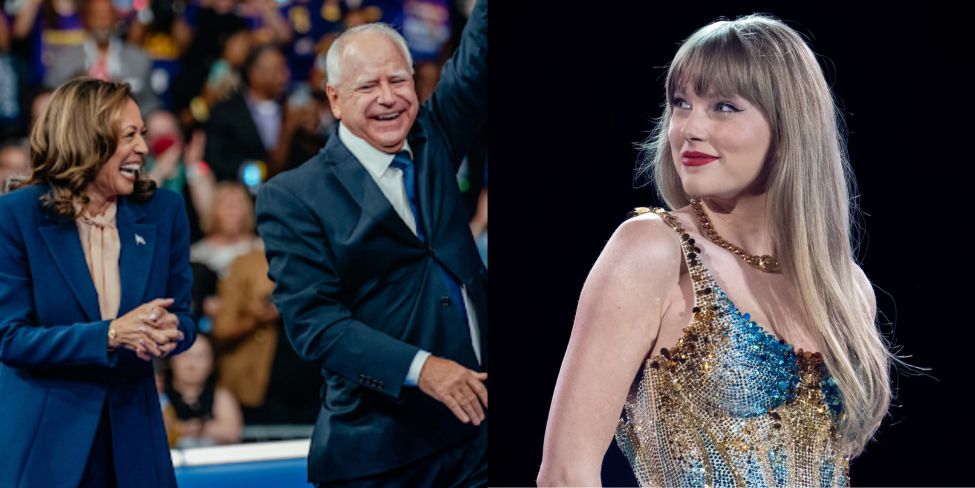 Taylor Swift, Kamala Harris, and Tim Walz