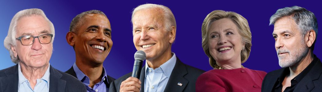 President Biden, Barack Obama, Hillary Clinton, Robert De Niro, and George Clooney