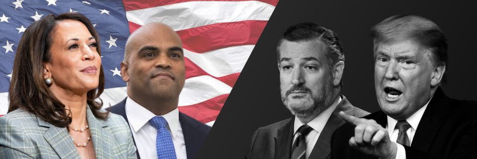 Kamala Harris and Colin Allred vs Ted Cruz and Donald Trump