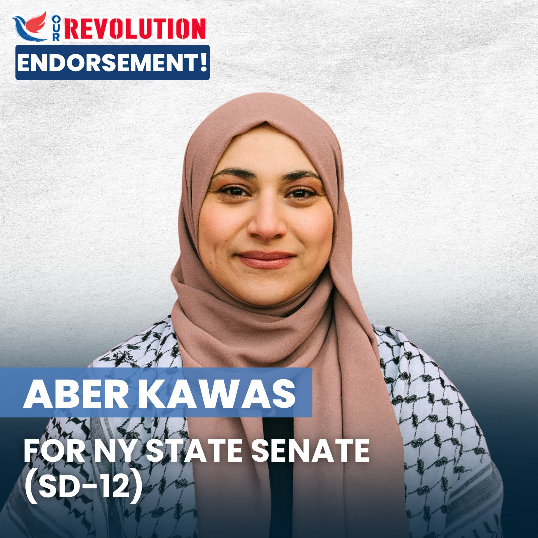 Our Revolution endorsement of Aber Kawas for New York State Senate, District 12