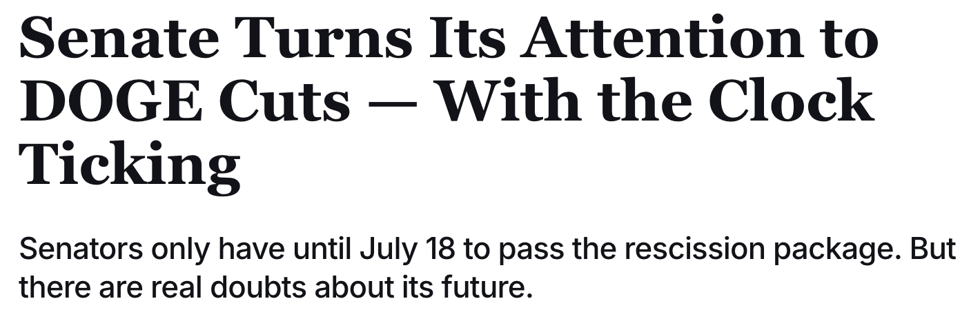 Headline: Senate turns its attention to DOGE cuts — with the clock ticking