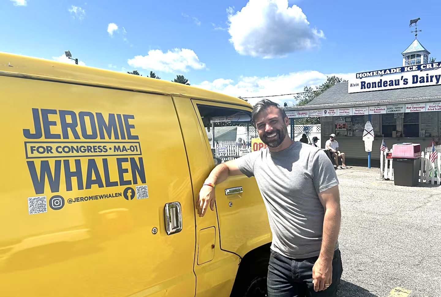 Photo of Jeromie Whalen with his yellow van