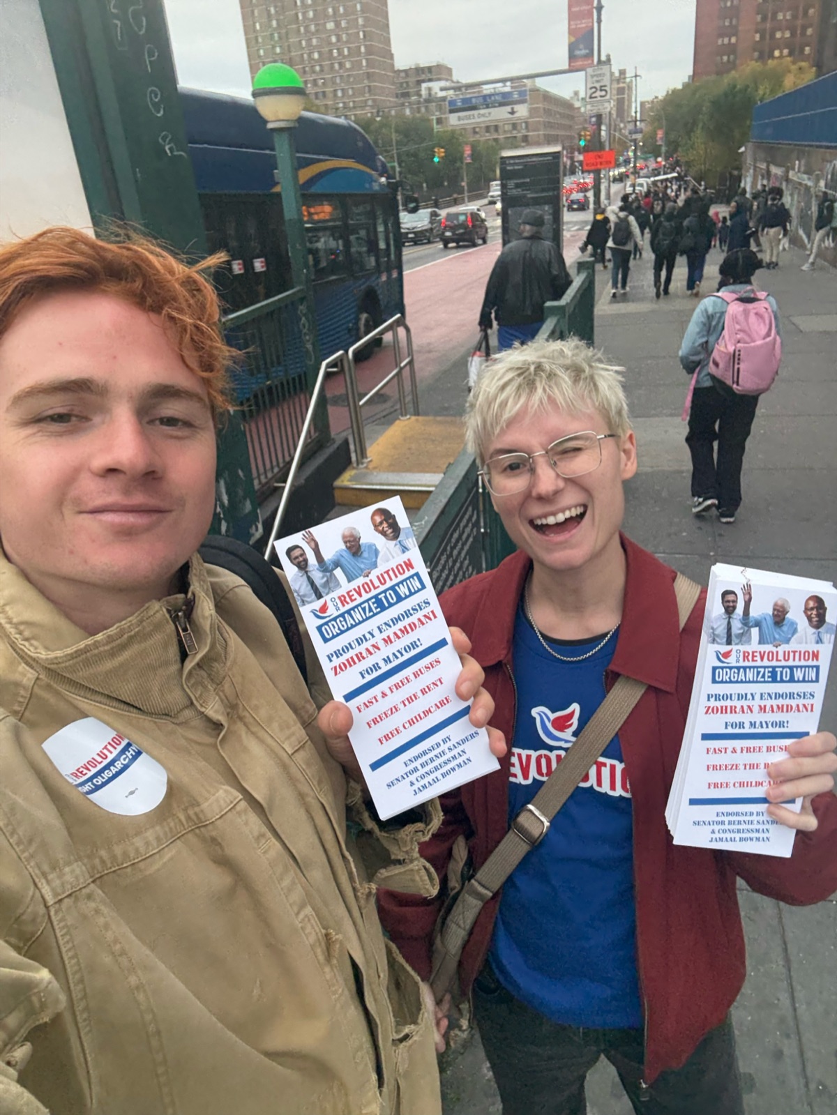 Photo of Our Revolution organizers hitting the NY subways
