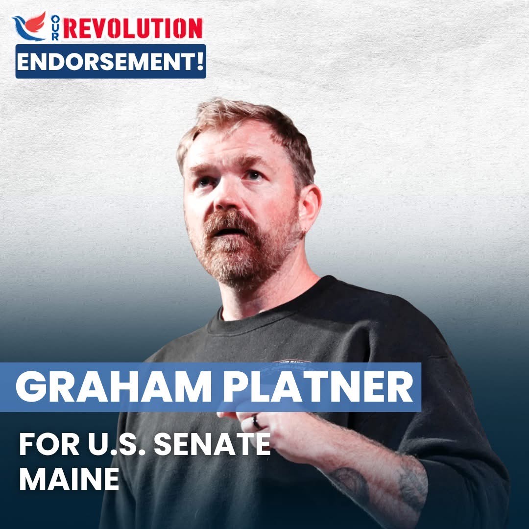Our Revolution Endorsement graphic of Platner