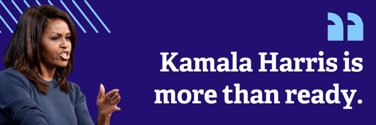 Michelle Obama: Kamala Harris is more than ready. Barack Obama: America is ready for a new chapter, led by President Kamala Harris. Hillary Clinton: This is when we break through. AOC: We must choose a new path, and open the door to a new day, one that is for the people and by the people.