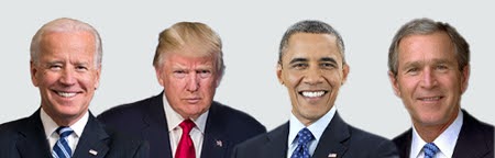 Joe Biden, Donald Trump, Barack Obama, George W. Bush