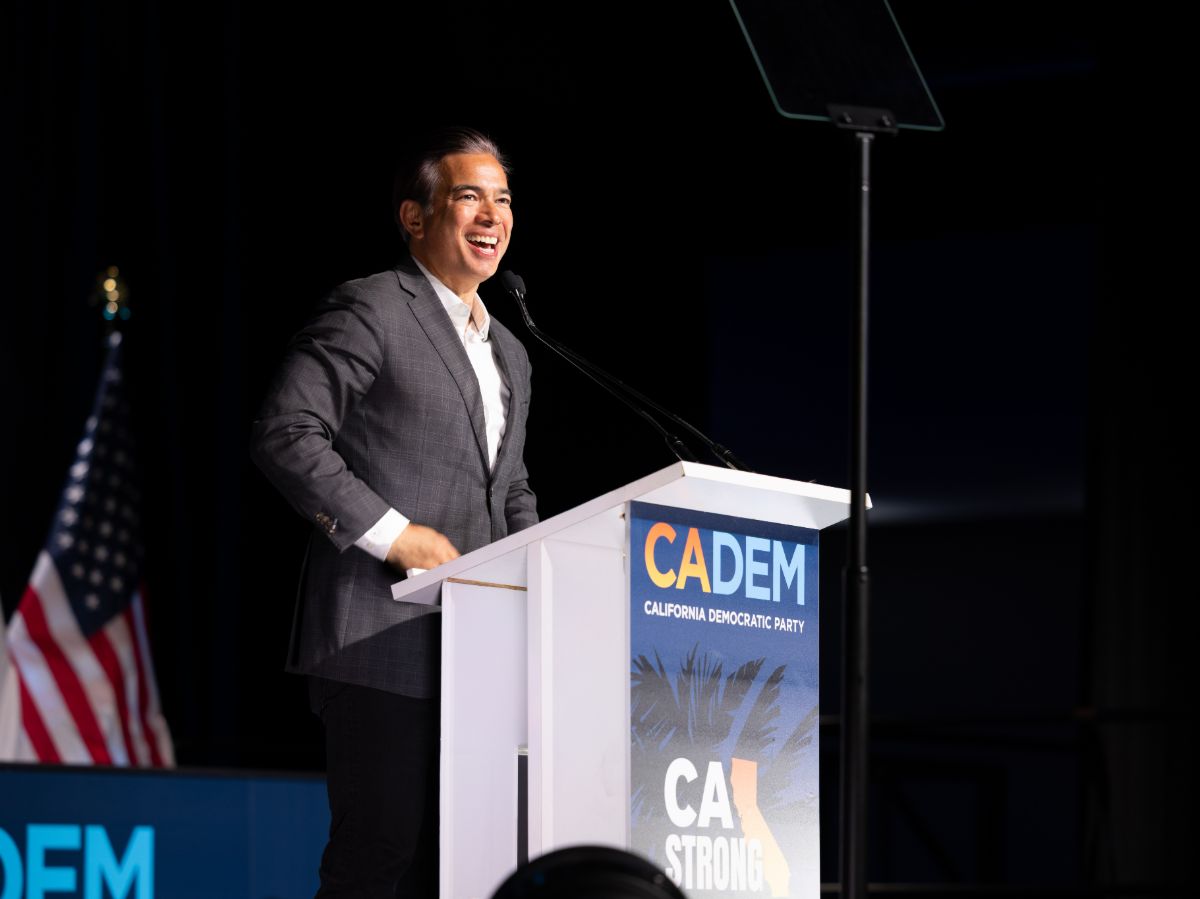 Photo of Rob speaking at the 2025 CADEM convention