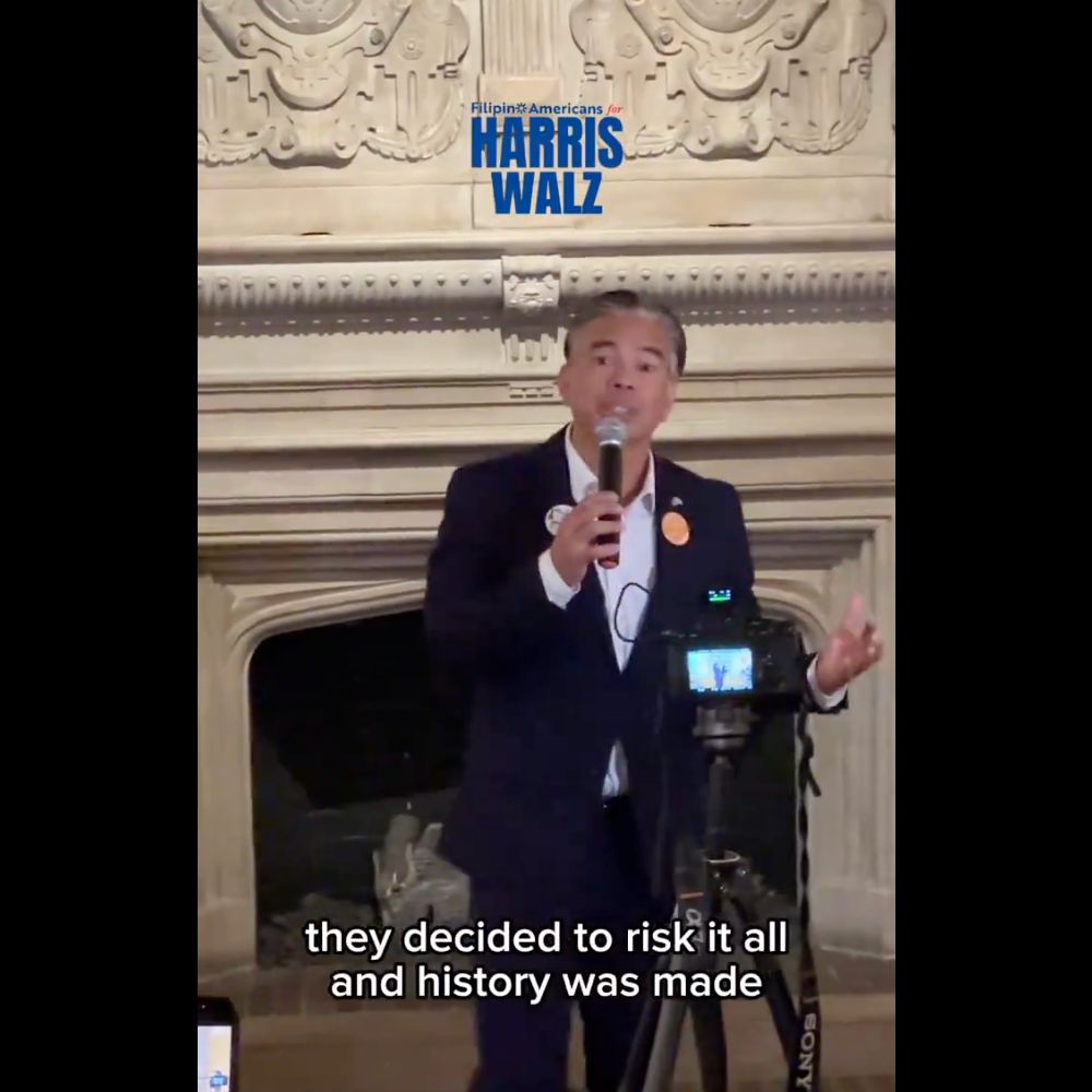 Screenshot of Rob Bonta speaking at a Filipino Americans for Harris event