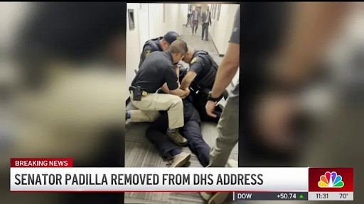 Senator Padilla removed from DHS Address, pic of Sen. Padilla on floor