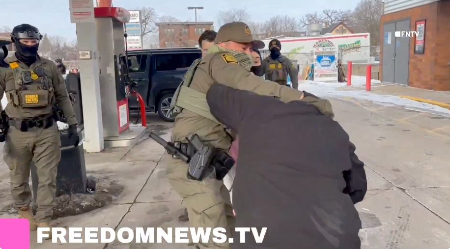 At a gas station in St. Paul, a man was practicing his legal right to film and observe ICE activities when an ICE agent randomly grabbed him.