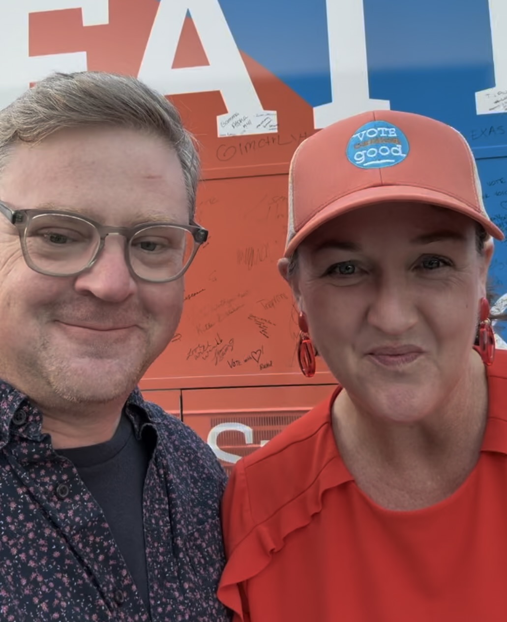 A picture of Katie Porter and Robb Ryerse.