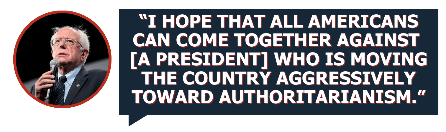 I hope that ALL Americans can come together against a President who is moving the country aggressively toward authoritarianism