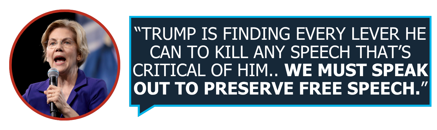 Trump is finding every lever he can to kill any speech that’s critical of him.. We must speak out to preserve free speech
