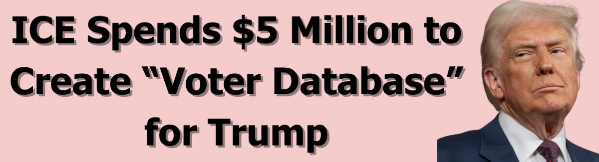 Graphic: ICE Spends $5 Million to Create “Voter Database” for Trump / Smirking photo of Trump