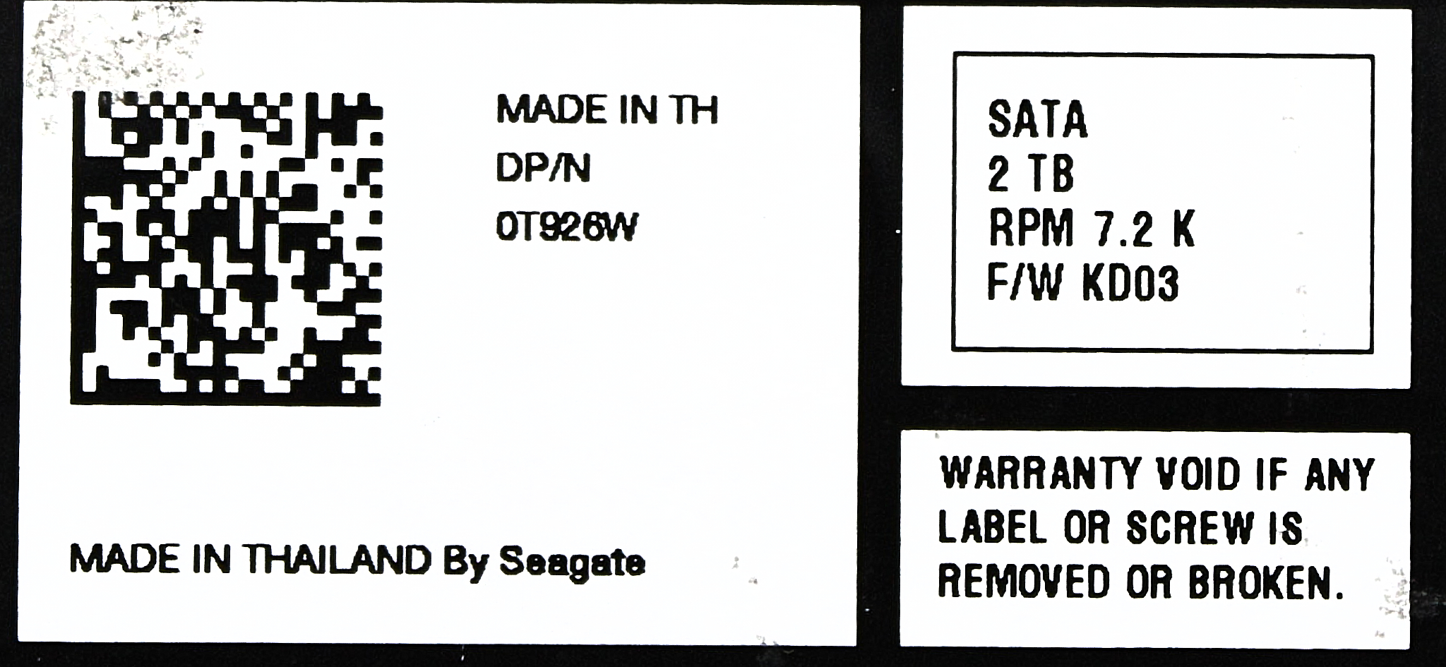 Dell 9JW168-536-EQL 2TB 7.2K SATA 3.5 6G ST32000644NS / 9JW168-536 - Bild 2 von 7