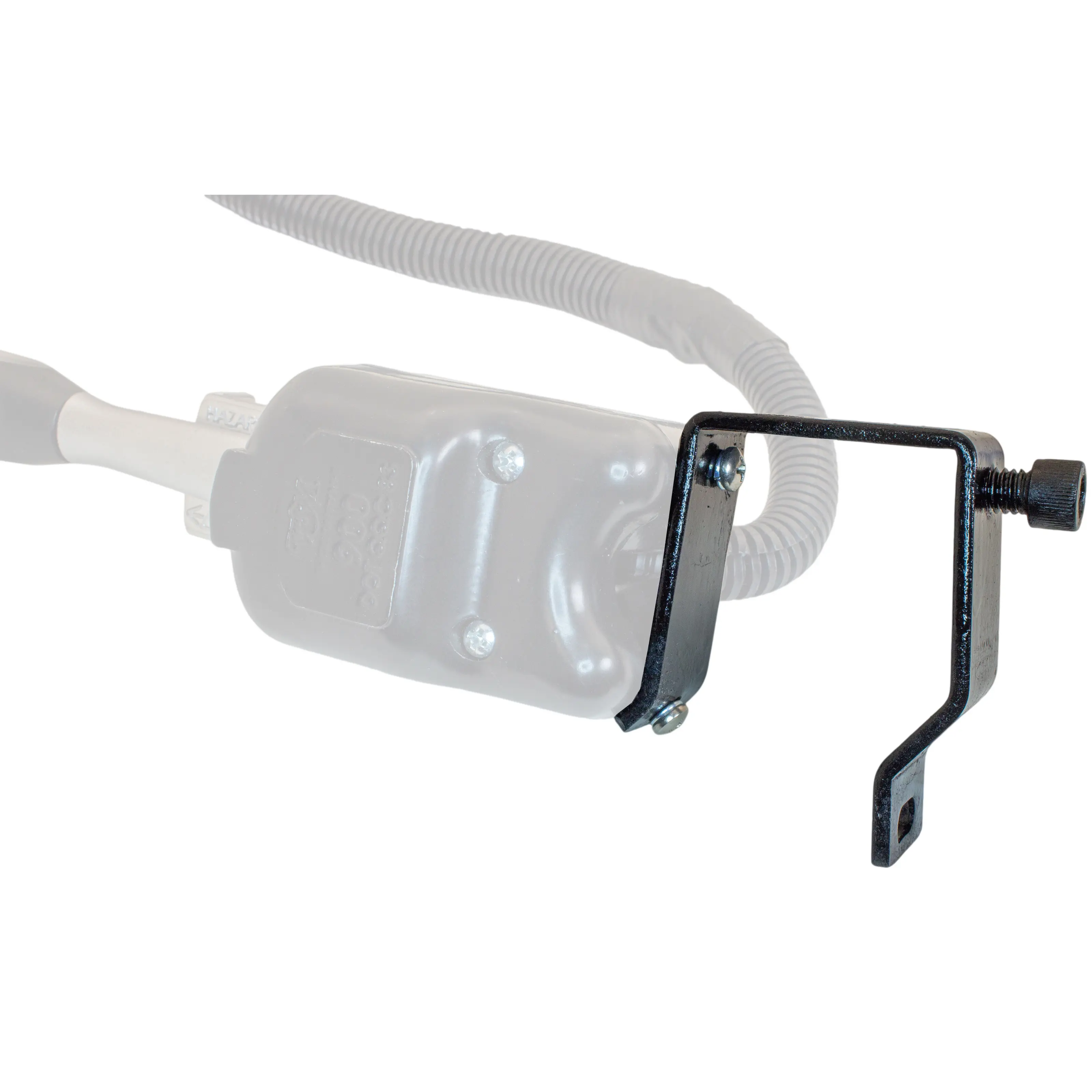 Metal 'U' bracket mounts lever switch securely to the steering column by sharing the shock mount bolt.