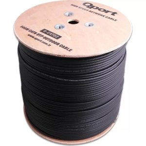 QPORT Q-CATO2 500 Metre Makaralı Outdoor 23AWG 0.58mm Siyah Cat6 Kablo
