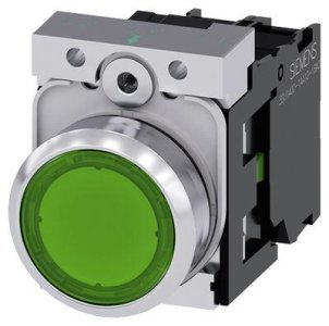 SIEMENS KOMPLE IŞIKLI YAY DÖNÜŞLÜ BUTONLAR YEŞİL 24VAC/DC 1NO SİRİUS ACT METAL