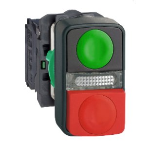 SCHNEIDER ELECTRIC YEŞİL FLOŞ / KIRMIZI ÇIKINTILI IŞIKLI ÇİFT BAŞLI BUTON ÇAP 22 1NO + 1NC 24V