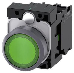 SIEMENS SİRİUS ACT MAT METAL KOMPLE IŞIKLI YAY DÖNÜŞLÜ BUTONLAR YEŞİL 24VAC/DC 1NO