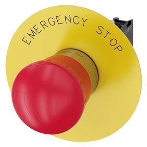 SIEMENS SİRİUS ACT METAL ÇEVİR-KUR 1NC “EMERGENCY STOP” PLAKALI KOMPLE ACİL STOP MANTAR BUTONLAR 40MM
