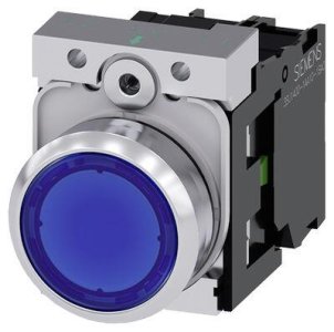 SIEMENS METAL KOMPLE IŞIKLI YAY DÖNÜŞLÜ BUTONLAR MAVİ 24VAC/DC 1NO SİRİUS ACT