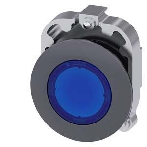 SIEMENS MAT METAL YASSI TİP YAY DÖNÜŞLÜ 30MM IŞIKLANDIRILABİLİR BUTON MAVİ SIRIUS ACT