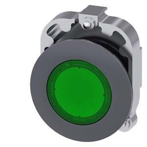 SIEMENS MAT METAL YASSI TİP YAY DÖNÜŞLÜ 30MM IŞIKLANDIRILABİLİR BUTON YEŞİL SİRİUS ACT