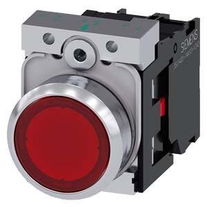 SIEMENS SİRİUS ACT METAL KOMPLE IŞIKLI YAY DÖNÜŞLÜ BUTONLAR KIRMIZI 23VAC 1NC
