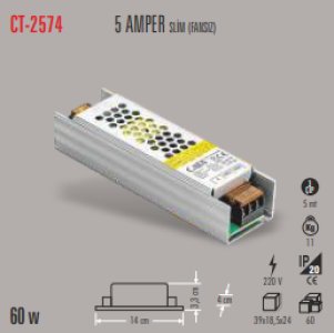 CATA SLİM LED TRAFO 5 AMPER (İÇ MEKAN) CT-2574