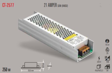 CATA SLİM LED TRAFO 21 AMPER (İÇ MEKAN) CT-2577