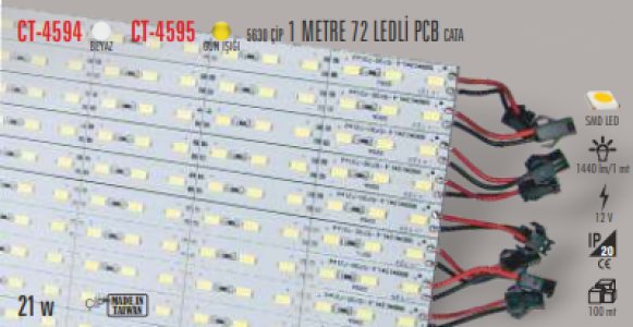 CATA İÇ MEKAN GÜN IŞIĞI RENK 72 LEDLİ PCB (1 METRE ) LED CT-4595