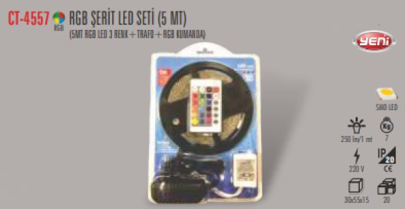 CATA RGB ŞERİT LED (5 METRE) ADAPTÖR VE KUMANDA CT-4557