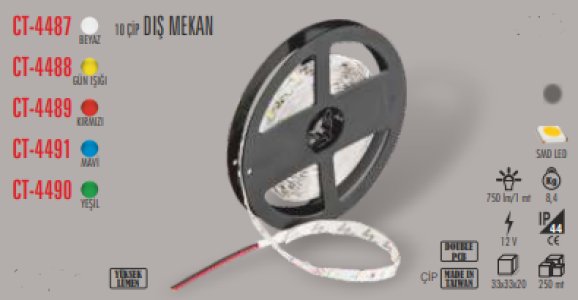 CATA DIŞ MEKAN GÜN IŞIĞ RENGİ ŞERİT LED (5 METRE) CT-4488