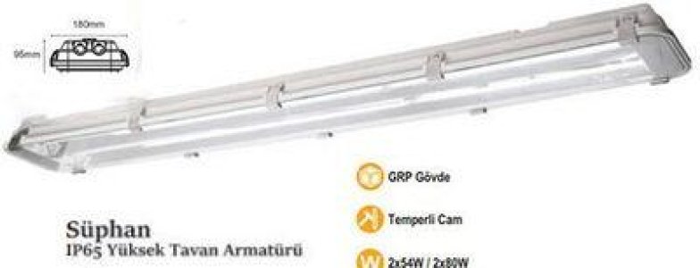 PELSAN SÜPHAN 2X54 IP65 YÜKSEK TAVAN ARMATÜR