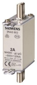 SIEMENS 2A BOY 000 GENİŞLİK 21MM STEATİT SERAMİK GÖVDELİ NH-BIÇAKLI SİGORTA BUŞONU