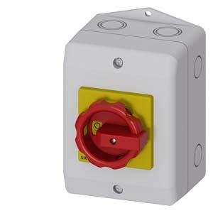 SIEMENS 25A, 9,5 KW 3LD2 KUTULU TİP PAKO ŞALTER IP65 TAHRİK KOLU SARI/KIRMIZI