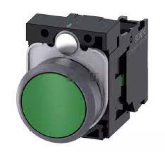 SIEMENS 3SB6160-0AB40-1BA0 KOMPLE YAY DÖNÜŞLÜ BUTON METAL YEŞİL 1NO