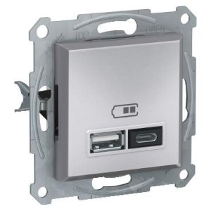 SCHNEİDER ELECTRİC EPH2700361 ASFORA USB PRİZİ 2.4A İKİLİ TYPE A+C ALÜMİNYUM
