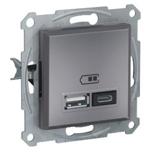 SCHNEİDER ELECTRİC EPH2700362 ASFORA USB PRİZİ 2.4A İKİLİ TYPE A+C ÇELİK