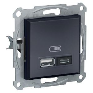 SCHNEİDER ELECTRİC EPH2700371 ASFORA USB PRİZİ 2.4A İKİLİ TYPE A+C ANTRASİT